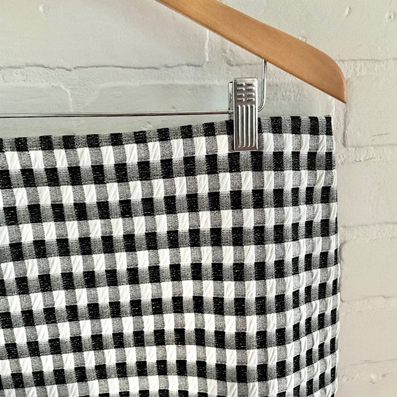Jules&Leopold Midi Skirt Check Ginham Black White Stretch Academia Size XL - Picture 3 of 6